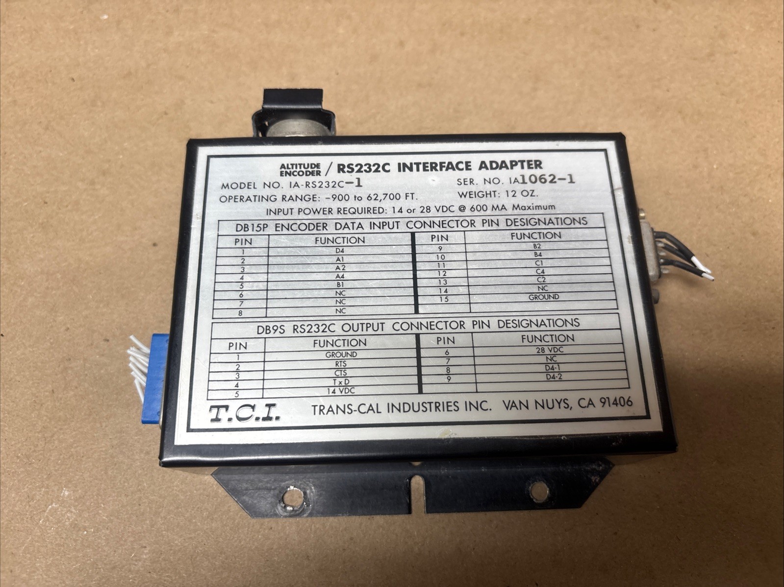 T.c.i. Trans-Cal TCI IA-RS232C Altitude Encoder
