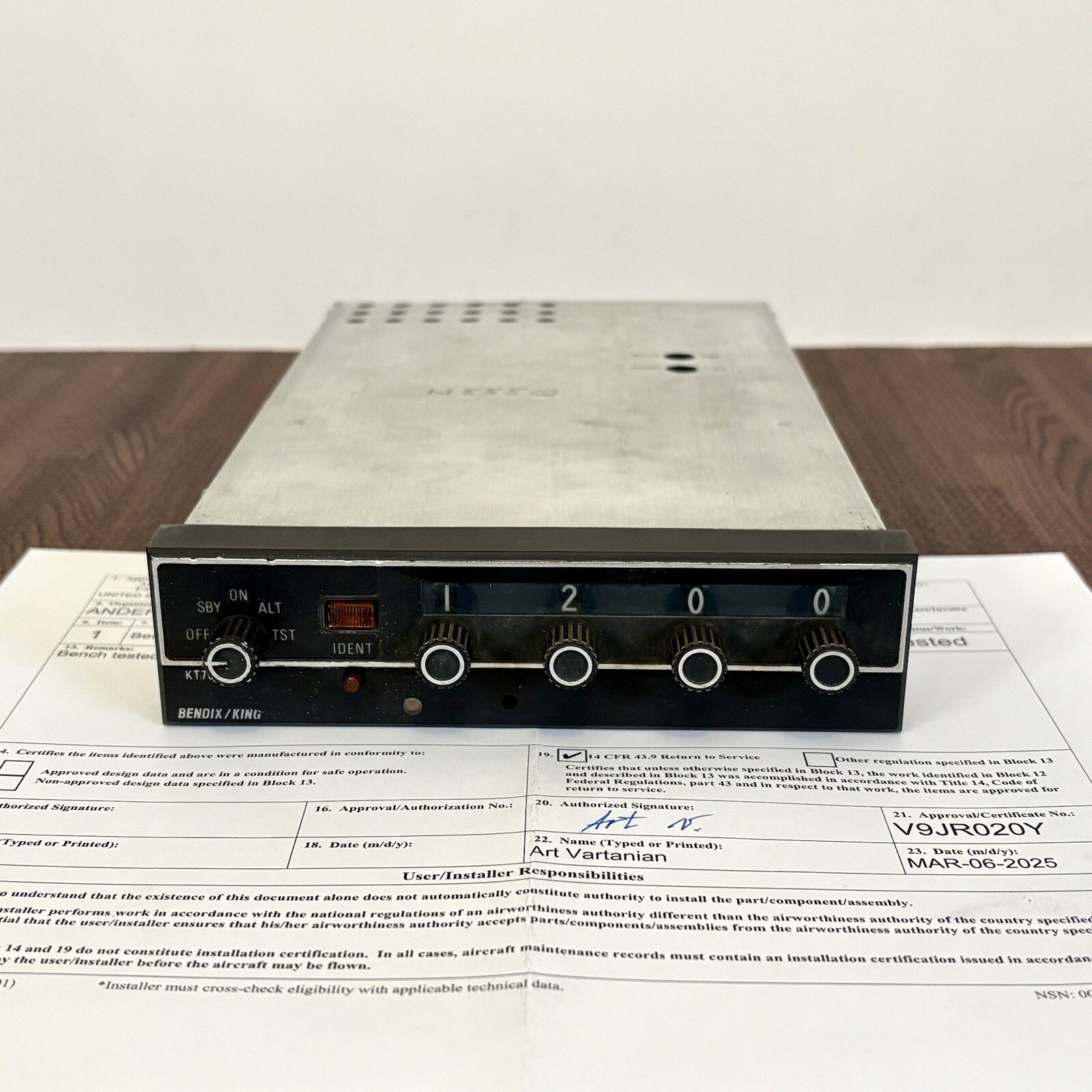 Bendix King KT 76A Transponder PN 066-1062-00 w