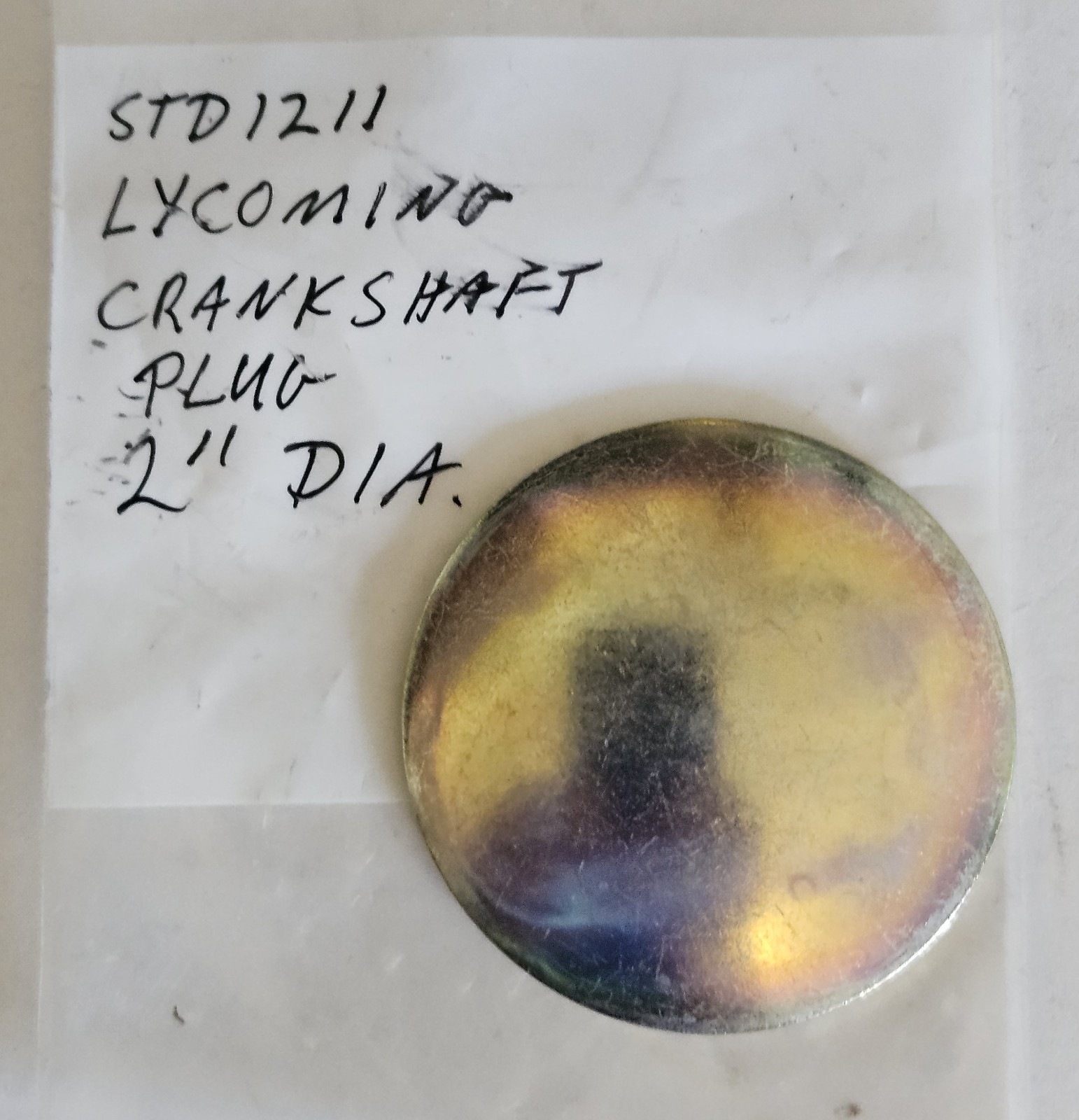 Lycoming STD 1211 Crankshaft Plug 2" Dia.