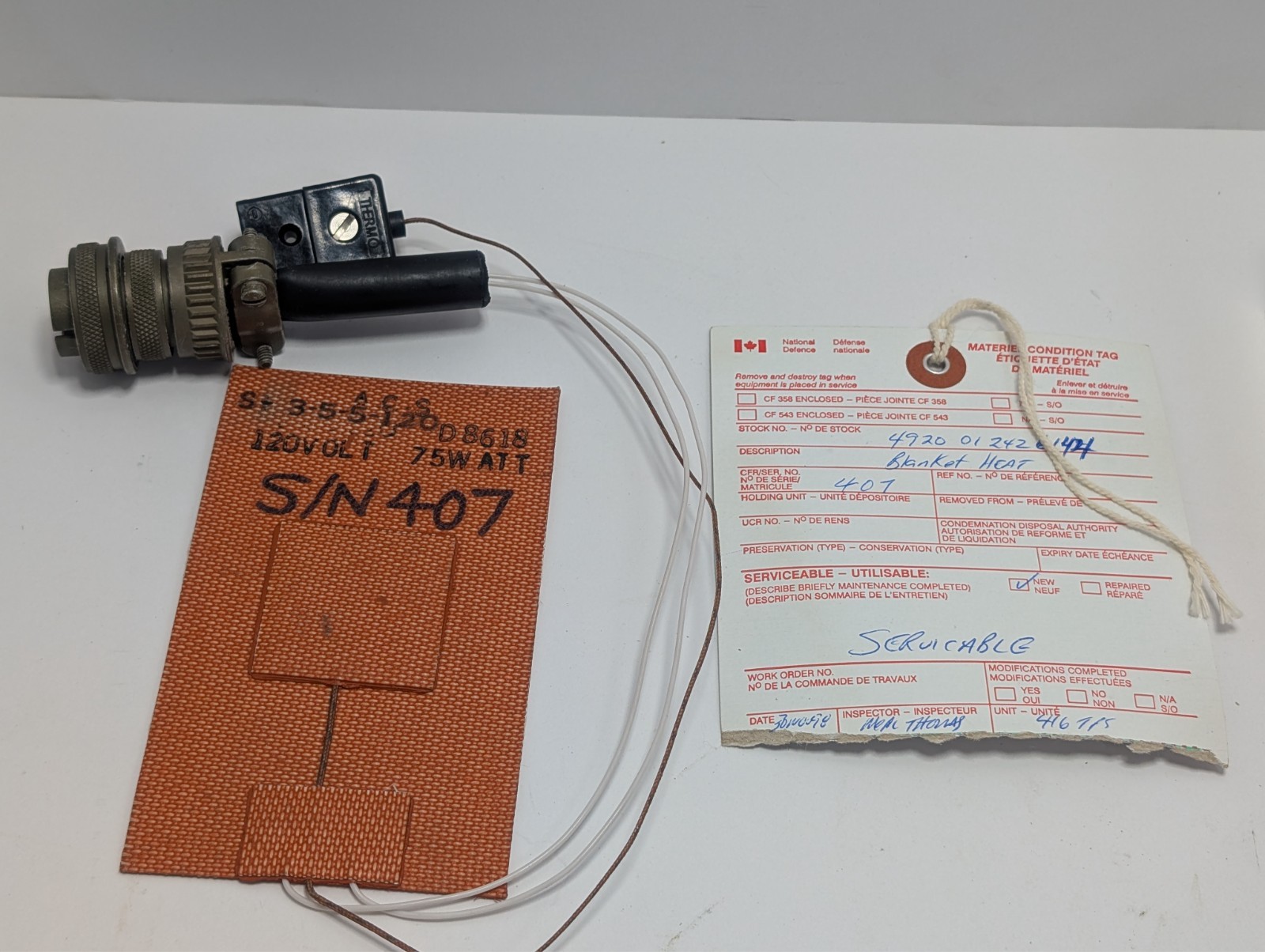 Aircraft Service Co. S-3-5-5-120 75W Blanket Heater NSN