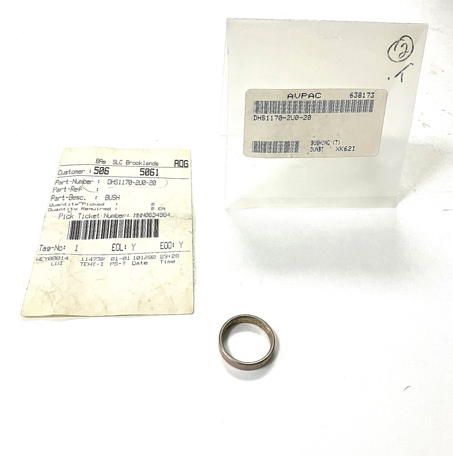 Beech Cessna Textron Bushing DHS1170-2U0-20 (DHS1170-2-U-20, DHS1170-2-U-.20)