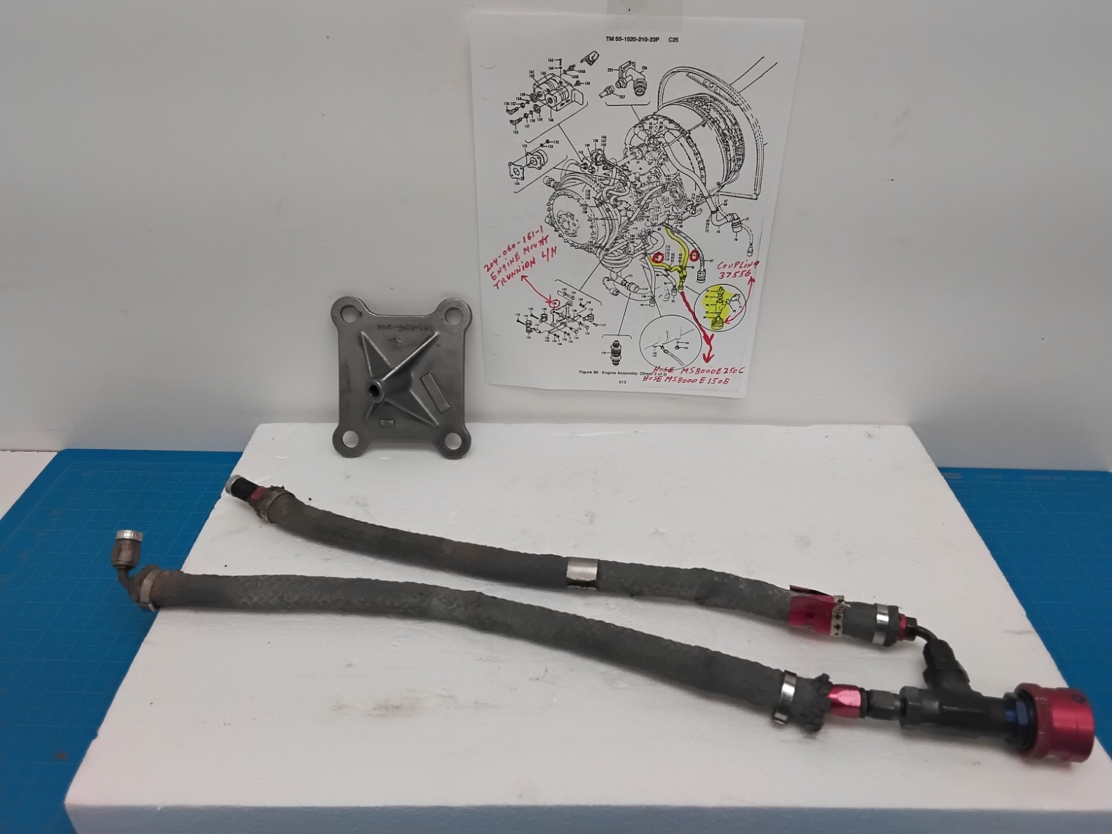Bell Helicopter UH-1 Engine Mount, and Hoses,
