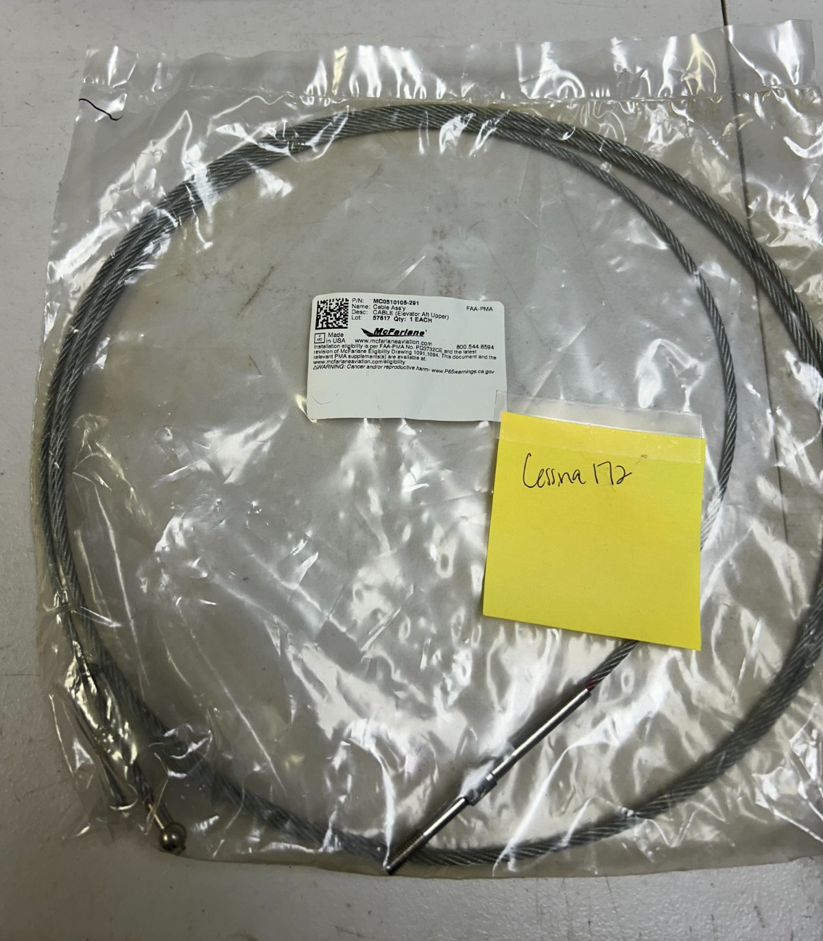 Cessna Cable Assembly, - Elevator Aft
