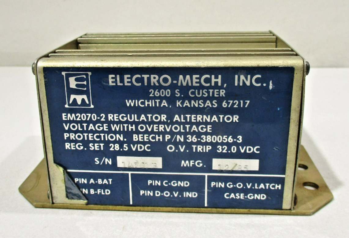 Electro Mech EM2070-2 Regulator Alternator Beechcraft 36-380056-3
