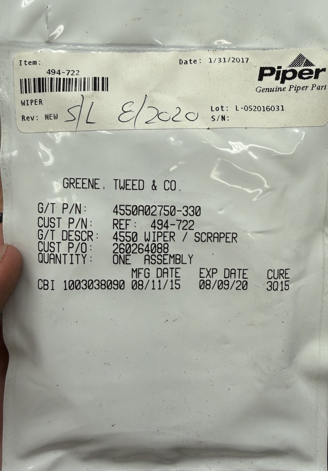 Piper NEW Aircraft Wiper Ring, P