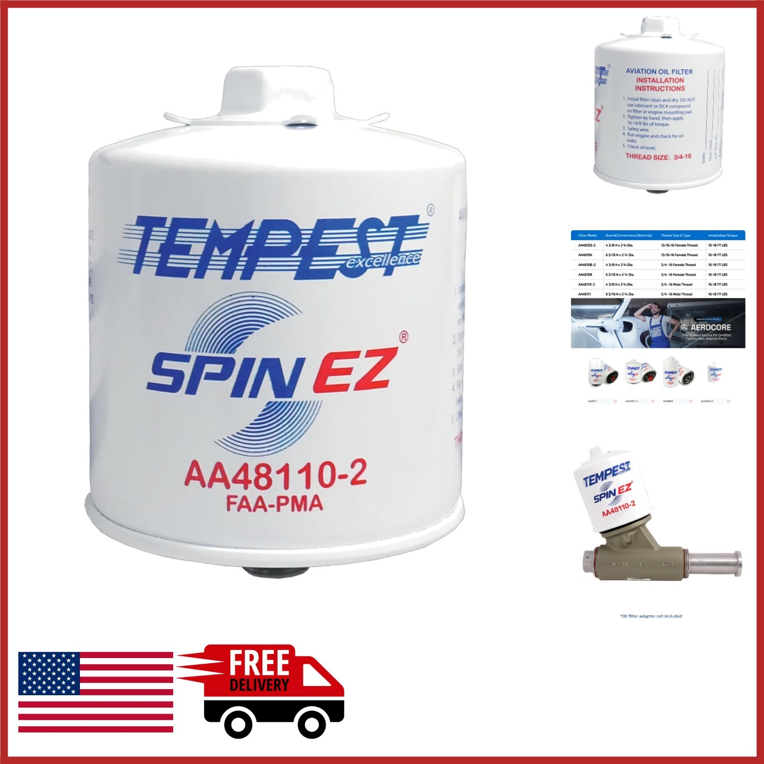 Unbranded Aviation Spin-On Oil Filter for