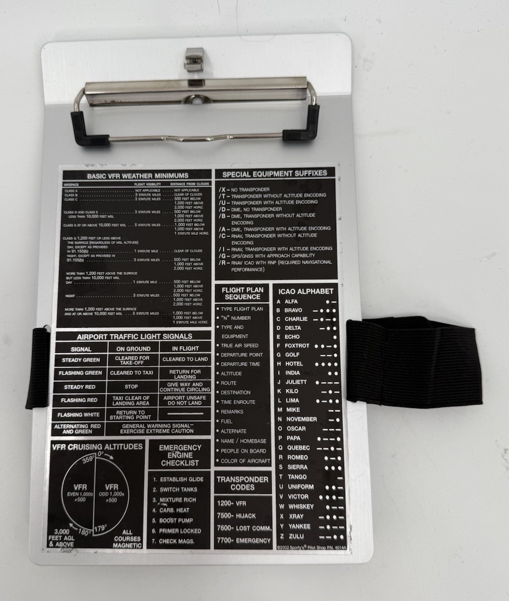 Asa Aluminum Kneeboard VFR Pilot Clipboard