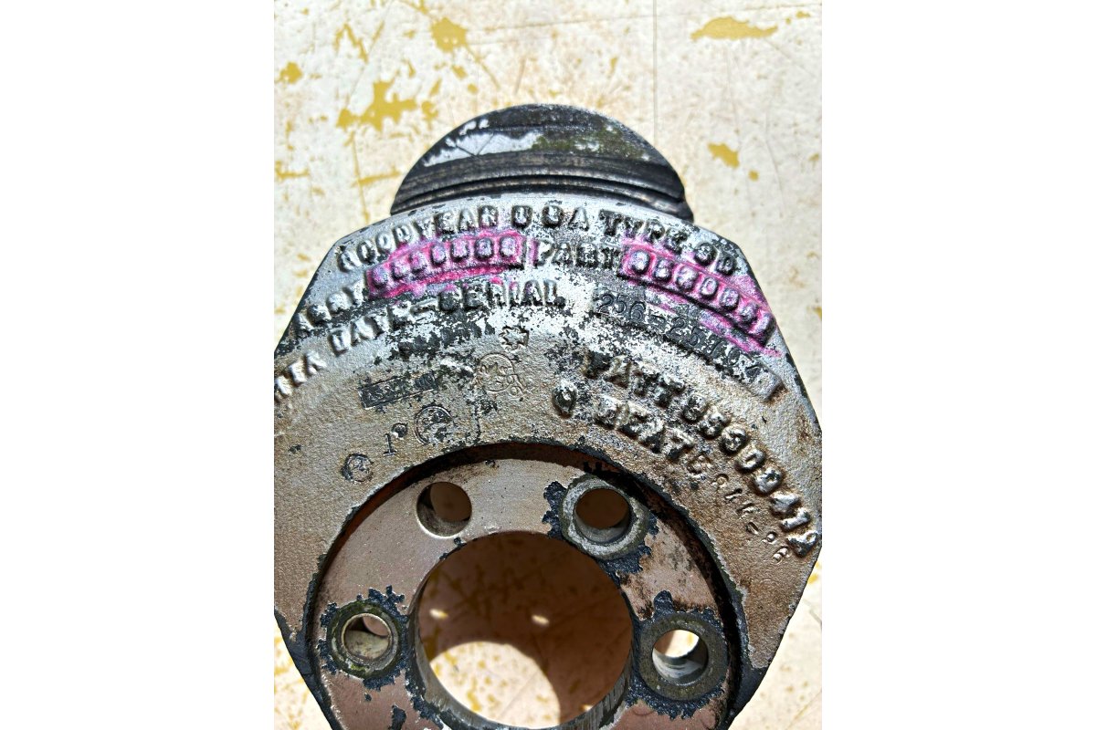 Goodyear aircraft wheel brake calipers.