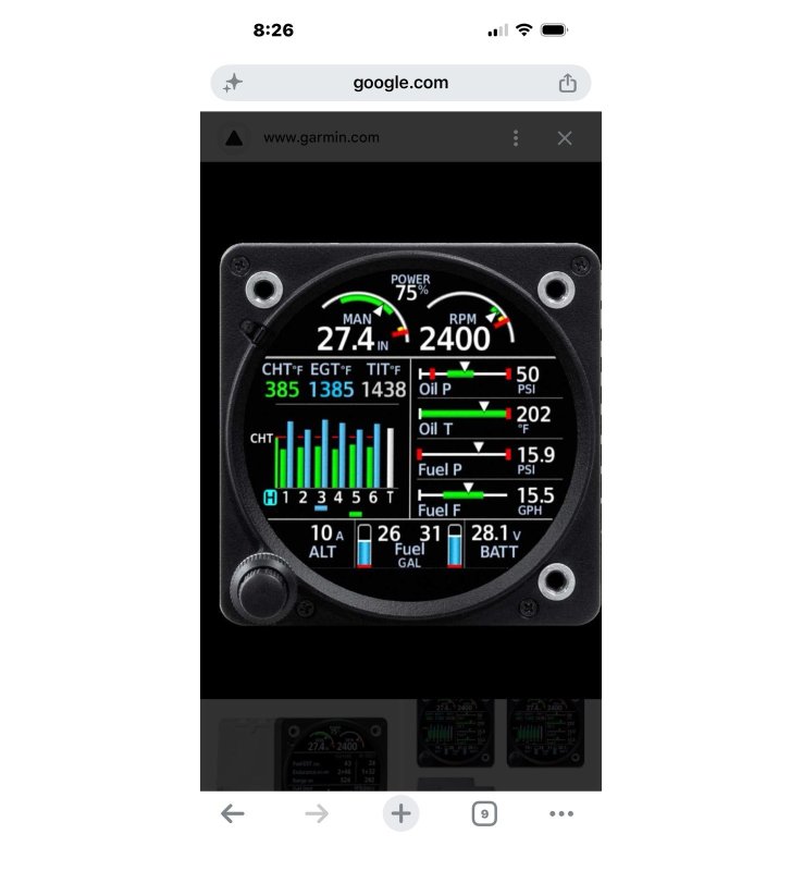 Garmin GI 275 6 Cylinder Engine